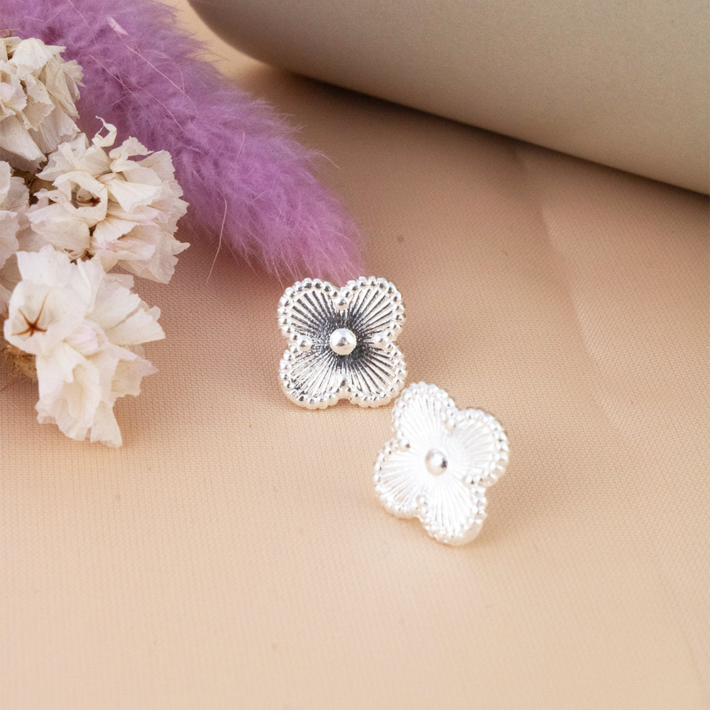 Arete Trébol Pegados Plata