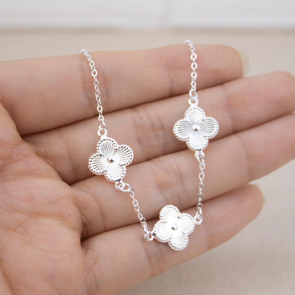 Collar 3 Treboles Plateado