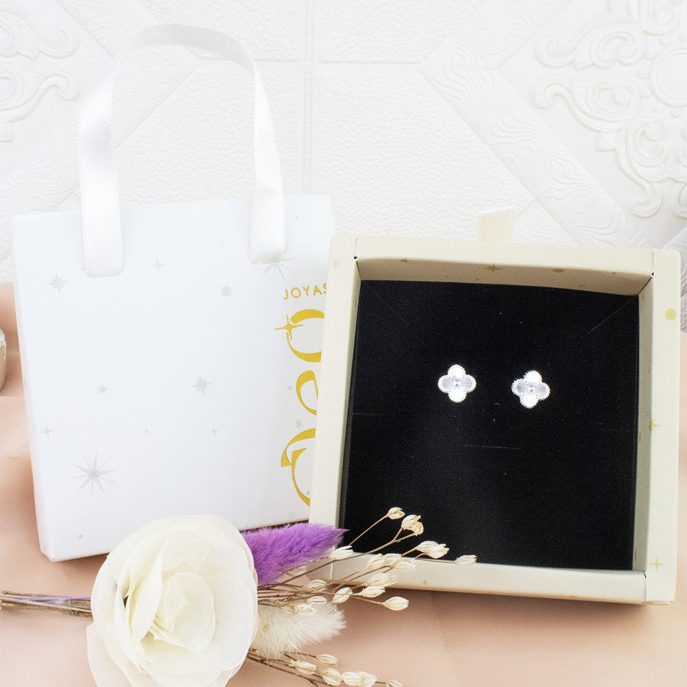 Arete Trébol Pegados Plata