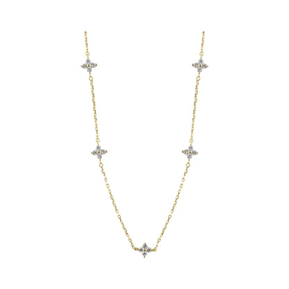 Collar Tréboles Cristales Largo Plata