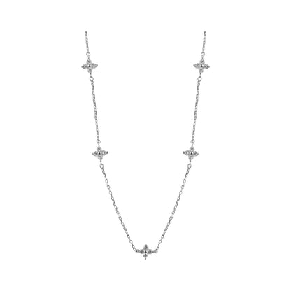 Collar Tréboles Cristales Largo Plata
