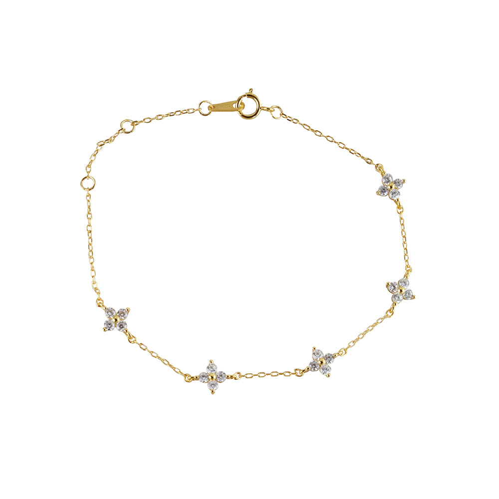 Pulsera Tréboles Cristales Plata