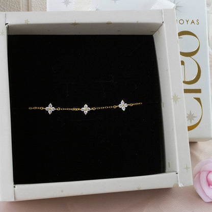 Pulsera Tréboles Cristales Plata