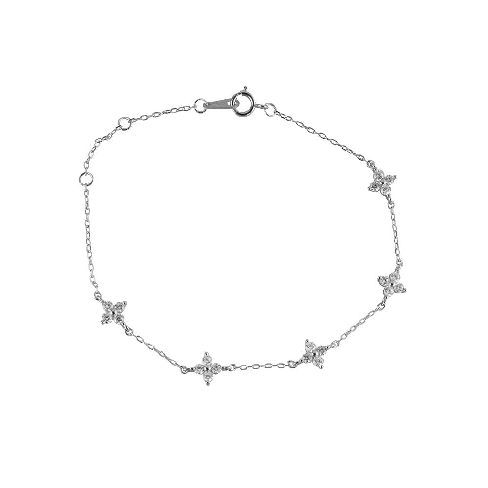 Pulsera Tréboles Cristales Plata