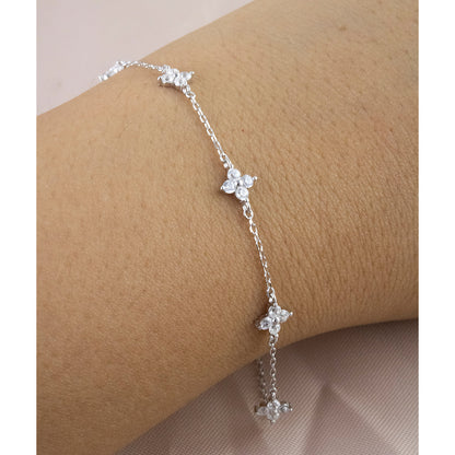 Pulsera Tréboles Cristales Plata
