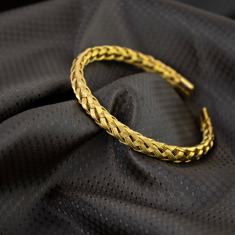 Pulsera Trenzada Dorado Acero Hombre