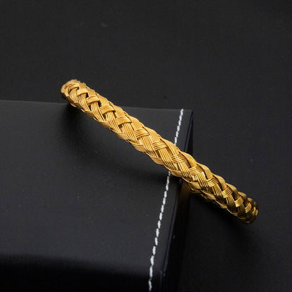 Pulsera Trenzada Dorado Acero Hombre