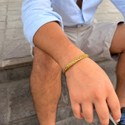 Pulsera Trenzada Dorado Acero Hombre