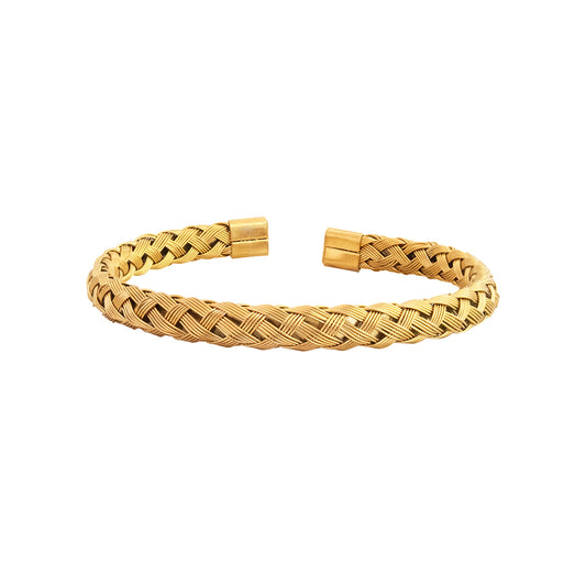 Pulsera Trenzada Dorado Acero Hombre
