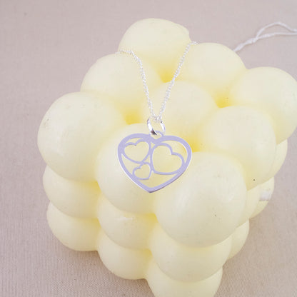 Collar Corazones Calados Plata