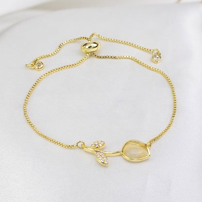 Pulsera Tulipán dorada, ideal para regalo femenino