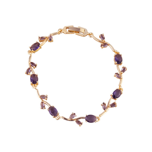 Brazalete Tulipan Cristal Morado Dorado