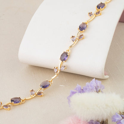 Brazalete Tulipan Cristal Morado Dorado