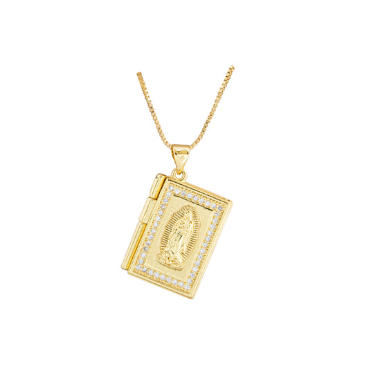 Collar Relicario Virgen Rectangulo Dorado